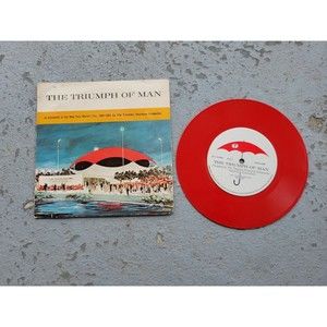 Vtg 1964-65 New York Worlds Fair  Record THE TRIUMPH OF MAN 7" 45 Travelers Ins